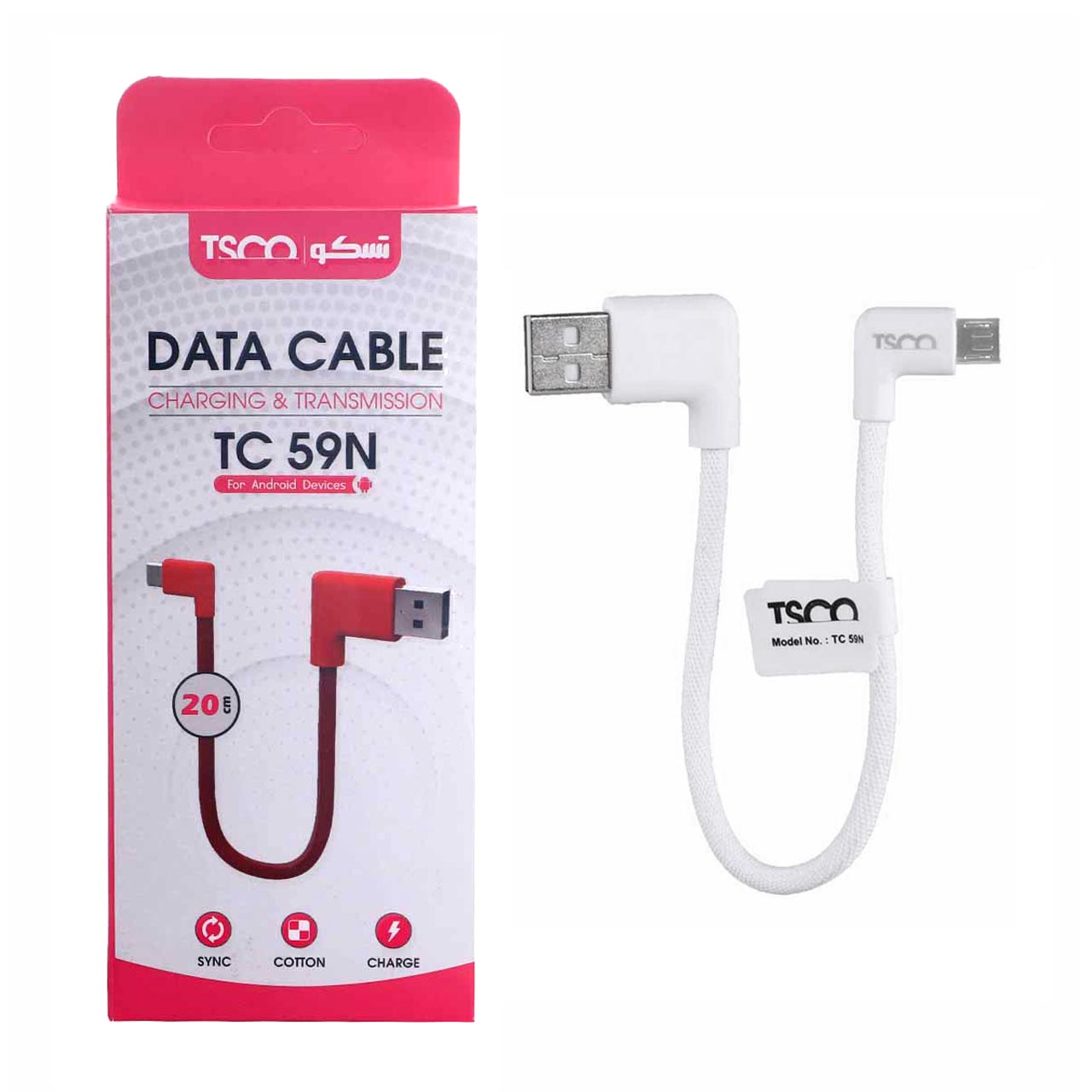 کابل تبدیل USB به microUSB تسکو مدل tc59n طول 0.2 متر