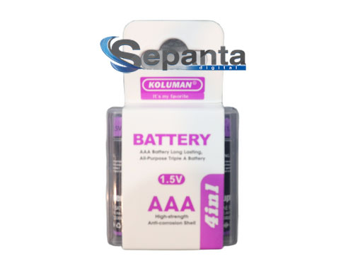 باتری نیم قلمی کلومن مدل koluman K-B1 AAA (ALKALINE BATTERY) 4PCS (پک 4 عددی)