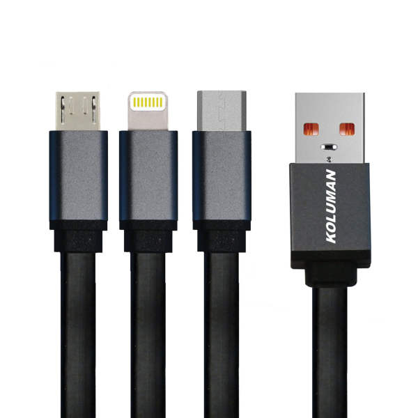 کابل تبدیل USB به لایتنینگ/microUSB/USB-C کلومن مدل KD-23 3 IN 1 طول 1متر