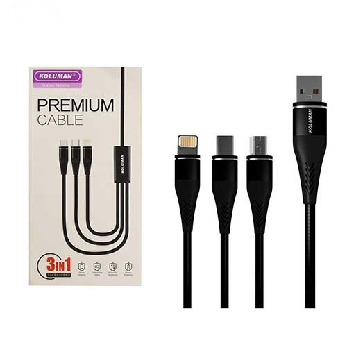 کابل تبدیل USB به لایتنینگ/microUSB/USB-C کلومن مدل KD-24 طول 1.2 متر - Image 2